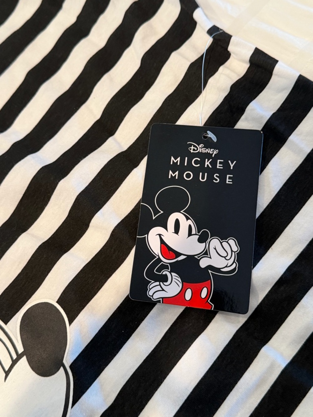 Disney Mickey Mouse Black White Striped Sleep Shirt L XL NWT - Picture 4 of 9